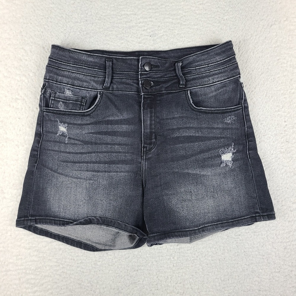 KanCan Signature Jean Shorts Womens 29 Kurvy Ultra High Rise 5" Black Denim